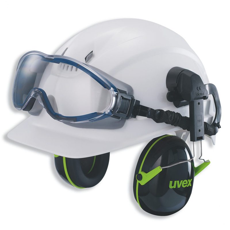 Casque Lunettes de protection à vision intégrale uvex ultrasons bleu, gris, ventilation réduite