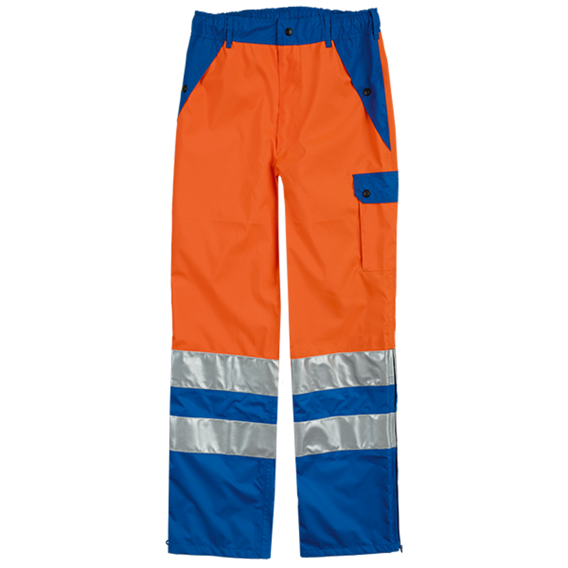 Pantalons de pluie et de sécurité IMPERMA REFLEX orange vif/bleue EN 20471, CE Gr. S