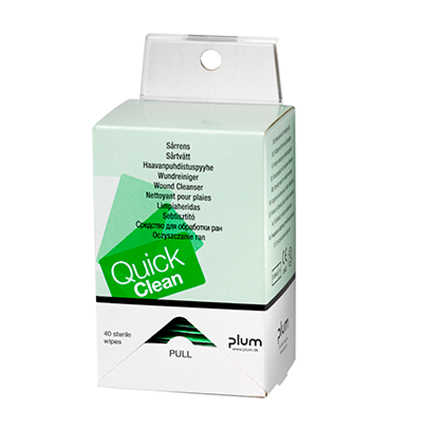 QuickClean 40 Wundreinigungstücher mit Wandhalterung