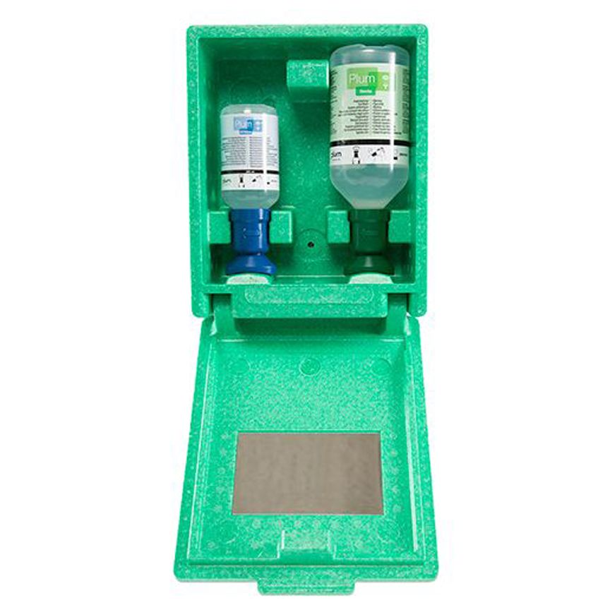 Plum Augen-Notfallstation in Wandbox mit 200 ml pH Neutral und 500 ml Plum Augenspülung Plum Augen-Notfallstation in Wandbox mit 200 ml pH Neutral und 500 ml Plum Augenspülung