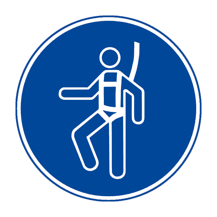 Panneau «Obligation de porter un harnais de sécurité» Diamètre 100 mm Panneau «Obligation de porter un harnais de sécurité» Diamètre 100 mm