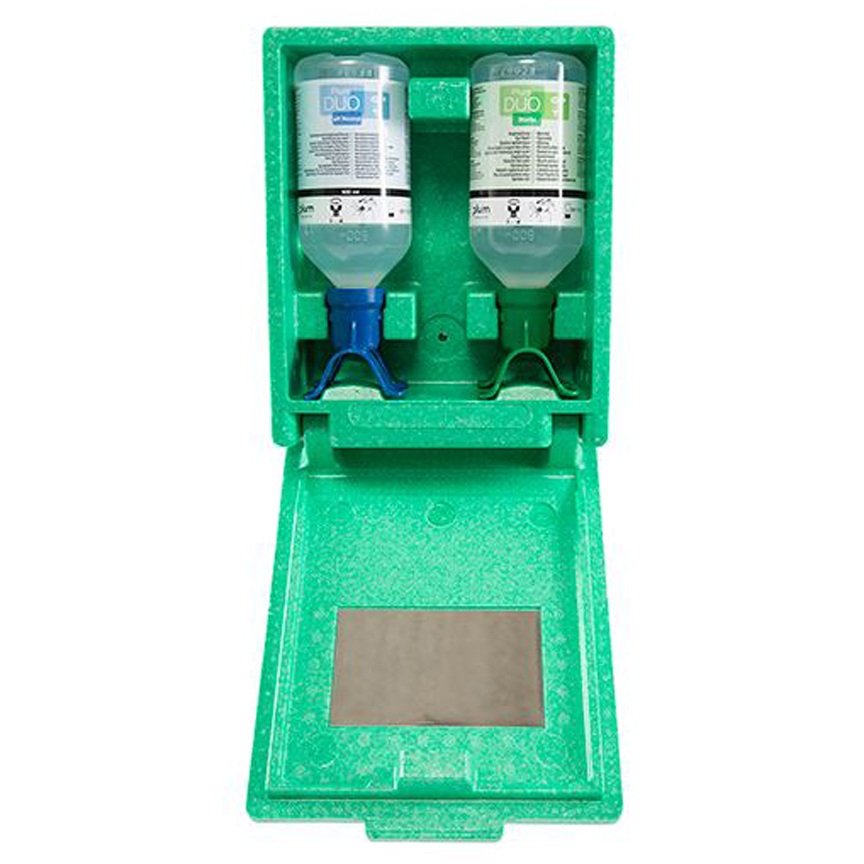 Plum Augen-Notfallstation DUO in Wandbox mit 500 ml pH Neutral und 500 ml Plum Augenspülung