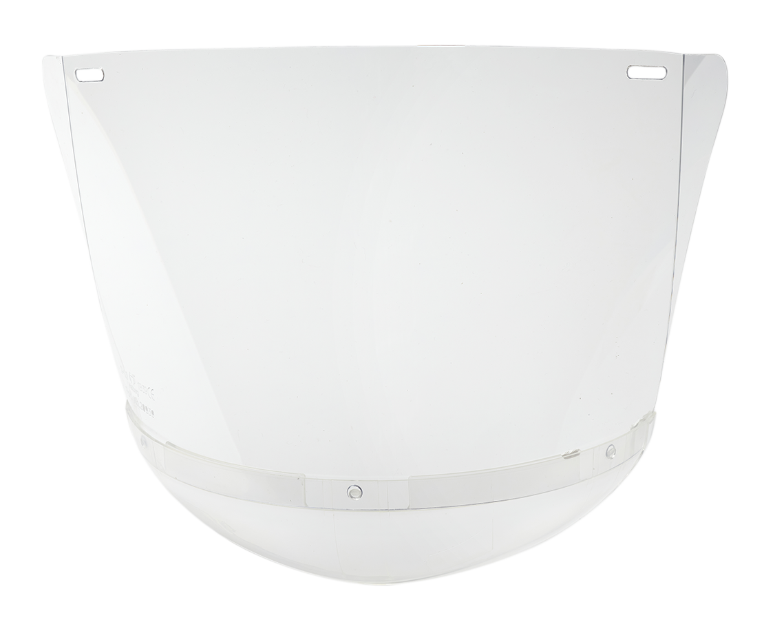 Beschlagsfreie Polycarbonatscheibe mit Kinnschutz Beschlagsfreie Polycarbonatscheibe mit Kinnschutz
