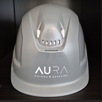 Schutzhelm grau mit Logo